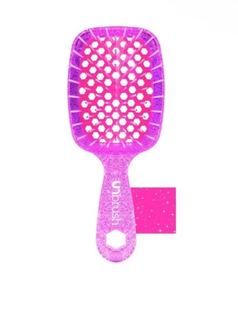 UNbrush Mini Glitter Detangling Hair Brush - Rose Quartz Pink